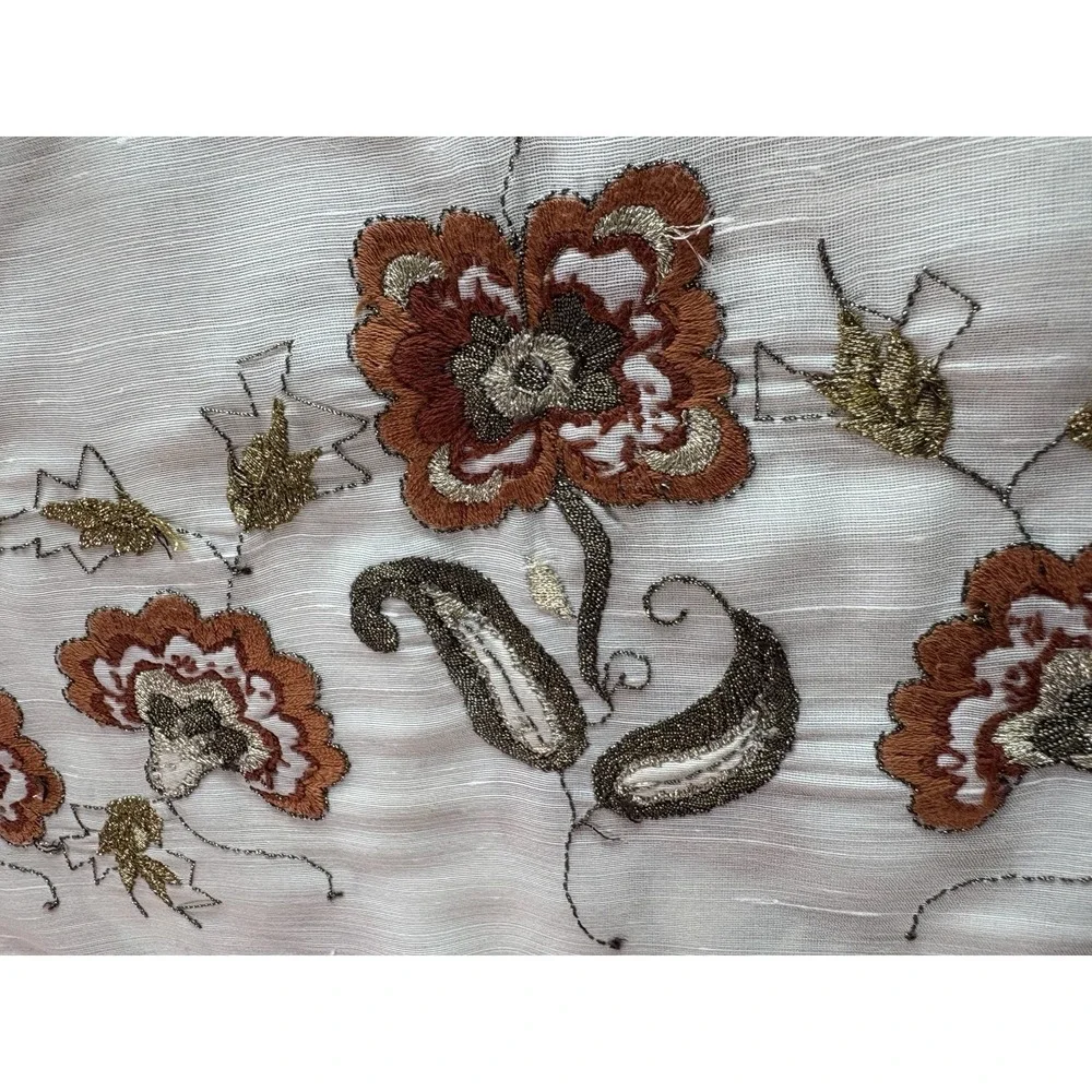 Vintage Greek  Hand-embroidered Table Runner  Floral Folk Art Fall Themed Flower